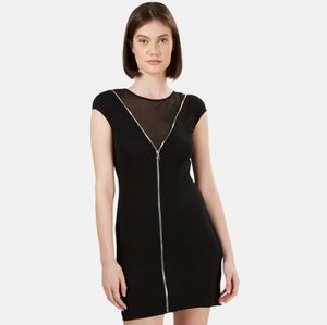 Alexander Wang Zip Mesh Mini Dress Black Small Punk Edgy Cocktail *
